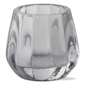 tagltd Ribbed Clear Glass Tealight Holder Candle Holder, 3.35L x 3.5W x 2.87H