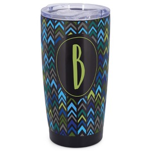 Elanze Designs B Monogram Herringbone Arrows Wrap-Around Design 20 Ounce Stainless Steel On-The-Go Coffee Mug, Thermal Travel Tumbler with Leak - 1 of 4