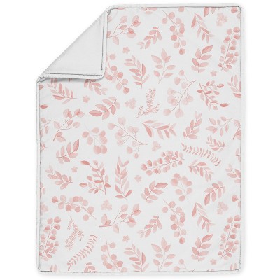 Blush Pink and White Botanical Baby Crib Bedding Set