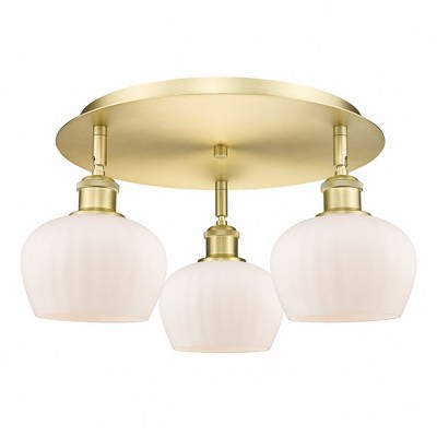 Fenton - 3 Light Flush Mount In Art Deco Style-8 Inches Tall and 18.25 Inches Wide