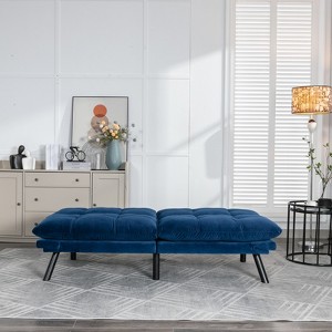 GlasFlength Convertible Folding Modern sofa Bed, Navy Blue, 67"*16"*32" - 1 of 4