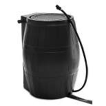 FCMP Outdoor RC4000-BLK 50 Gallon Flat Back Outdoor Home Rain Catcher Water Storage Collection Barrel for Watering Outdoor Plants and Gardens, Black
