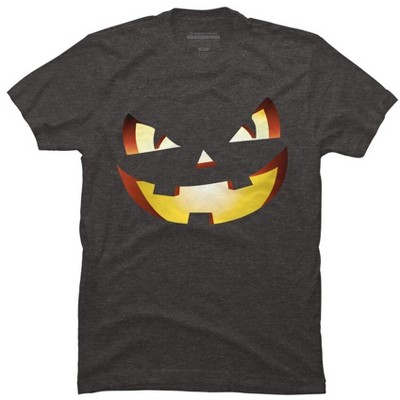 Men's Design By Humans Halloween Pumpkin Evil Smiley Face By artdim T-Shirt