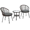 Racxily Patio Dining Sets with 2 Rattan Single Chairs and Glass Round Table, Outdoor Leisure Set for Patios, Balconies, Courtyards - 2 of 4