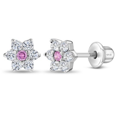 Girls' Flower Cluster Screw Back 14k Gold Earrings - Pink - In Season  Jewelry : Target