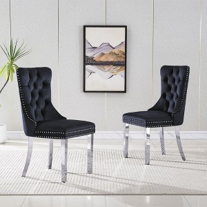 NicBex High-End Velvet Upholstered Tufted Dining Chairs Set of 2 with Mirrored Steel Legs,Modern Accent Chairs for Dining Room,Office - 1 of 4