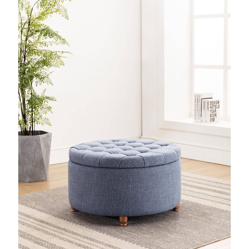 Large Round Tufted Storage Ottoman with Lift Off Lid - WOVENBYRD, 6 of 28