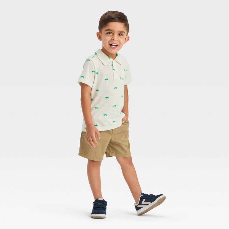 Toddler Boys' Short Sleeve Jersey Knit Polo Shirt - Cat & Jack™ Cream, 4 of 6