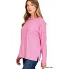 I am a Fashion junky Zenana Soft Melange Hacci Round-Neck Long Sleeve T-Shirt - 2 of 3