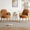 Mid-Century Velvet Accent Chair with Rattan Armrests & Wooden Legs,Lounge Chair for Living Room Bedroom-Baofuwish - 3 of 4
