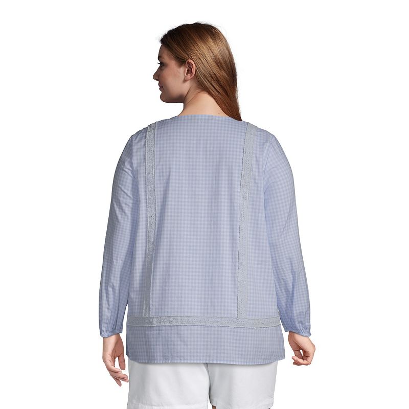 Lands' End Women's Cotton Long Sleeve Split Neck Tunic Top, 2 of 7