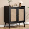 FURNIinspire Utility Storage Cabinets Multifunctional Storage Cabinet With Rattan Door, Sideboard Buffet Cabinet With Storage, Black, 15"*26.4"*30" - 2 of 4