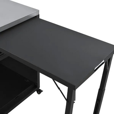 Versatile Outdoor Cabinet with Folding & Expandable Work Surfaces, Ample Storage Space, and Lockable Wheels, Matte Black