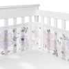 Sweet Jojo Designs Crib Bedding + BreathableBaby Breathable Mesh Liner Girl Watercolor Floral Purple Pink and Grey - 6pcs - 3 of 4