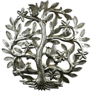 Slickblue Versatile 14" Tree of Life Metal Art, Handcrafted Steel in Four Designs: Birds, Dragonfly, Curly, Butterflies - 1 of 1