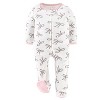 The Peanutshell Pink Balletcore Footed Baby Sleepers for Girls, 3 Pack - 2 of 4
