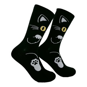 Crazy Dog Women's Black Cat Socks Funny Sarcastic Kitten Graphic Novelty Footwear for Ladies - 1 of 4