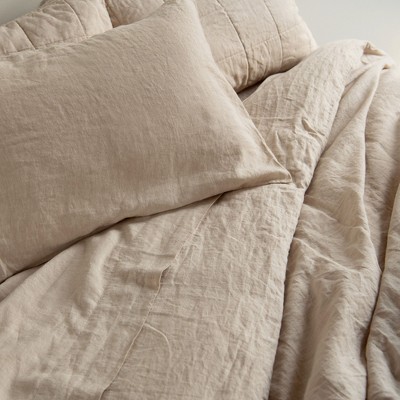 Twin/Twin XL Putty Heather Linen Duvet Cover & Sham Set