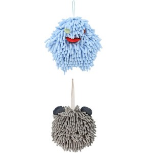 REGALWOVEN Soft Absorbent Chenille Decorative Hanging Ball Hand Towels 2 Pcs - 1 of 4