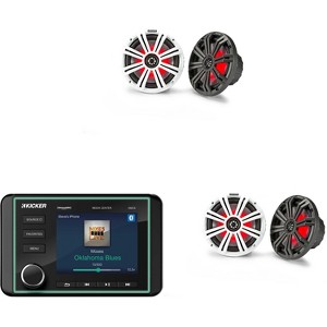 Kicker 46KMC5 Premium Marine Gauge-Style Source & (2 Pair ) 45KM84L 8" Marine LED Speakers bundle - 1 of 4
