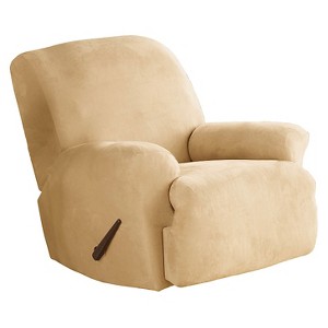 Stretch Suede Recliner Slipcover Camel - Sure Fit
