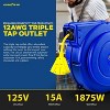 Goodyear Heavy-Duty Retractable Extension Cord Reel - 12AWG, 65' Length, Triple Tap Connector, 1875W Power - 2 of 4