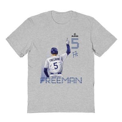 MLBPA Men's Freeman Pw Licensed Mlb Baseball Los Angeles Number 5 Batting Baseball Freeman 5 17 Short Sleeve Graphic Cotton T-Shirt - Sport Grey S