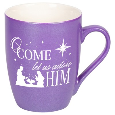 Elanze Designs O Come Let Us Adore Him Passion Purple 10 ounce New Bone China Coffee Cup Mug