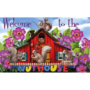 Spring Nuthouse Doormat Squirrels Humor Indoor Outdoor 30" x 18" Briarwood Lane - 1 of 4