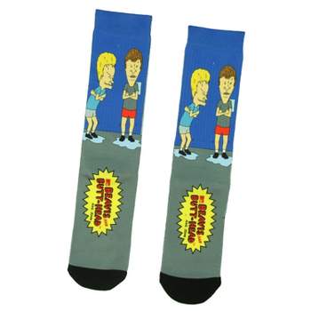 Beavis And Butthead Cartoon Adult Sublimated Crew Socks For Men Blue