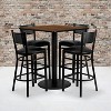 Emma and Oliver 36" Square Walnut Laminate Table Set, 4 Grid Back Metal Barstools - 2 of 2