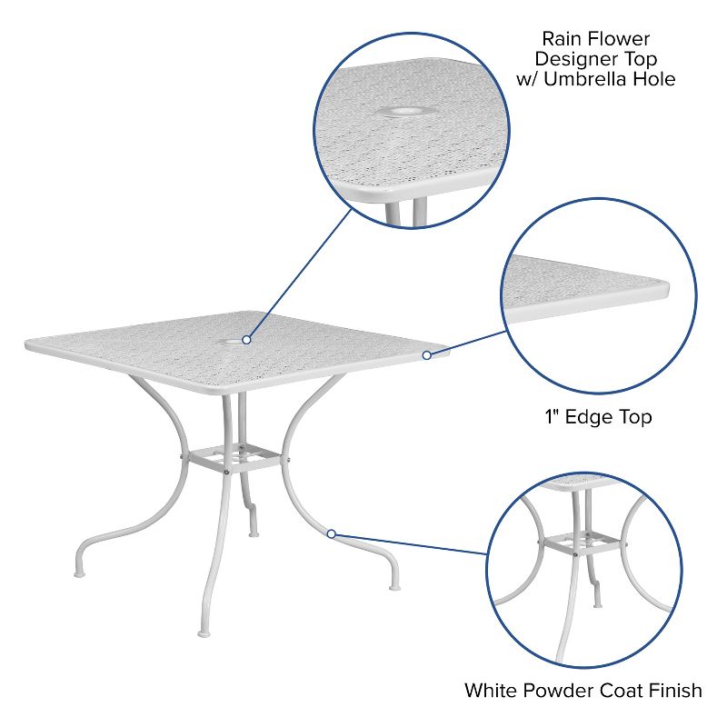 Emma and Oliver Commercial Grade 35.5" Indoor-Outdoor Steel Patio Table with Umbrella Hole, 3 of 8
