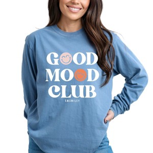 Simply Sage Market S.W.Smiley Good Mood Club Garment Dyed Long Sleeve - 1 of 4