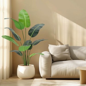 homfan Artificial Bird of Paradise Plant,Faux Banana Leaf Plant Potted Tree Bird of Paradise Artificial Plant for Indoor House Home Office, 1 Pack - 1 of 4