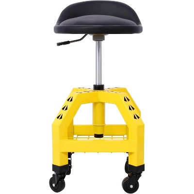 Heavy-Duty Pneumatic Shop Stool with Padding Lumbar Support Mechanics Stool with Casters for Industrial Workshop Yellow Kids