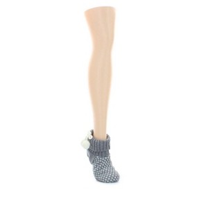 Memoi Women's Thread Thru Faux Fur Lined Knit Lounge Sock - 1 of 2