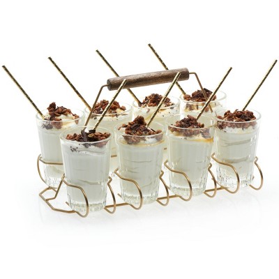 Libbey 7.4oz Glass Cooler and Metal Entertaining Set with Caddy and Individual Serving Spoons - 17pc