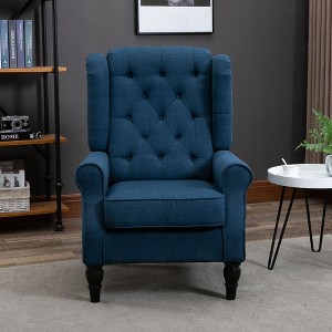 Okak Accent Chair Button-Tufted Living Room Chair with Upholstered Rounded Cushion High Wingback Armchair with Wood Legs for Lounge Bedroom - 1 of 4