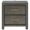 Gulches Modern 2 Drawer Nightstand with USB Port Gray Wood Grain Finish, Golden Brass Trim and Pulls, Stylish Storage - 4 of 4