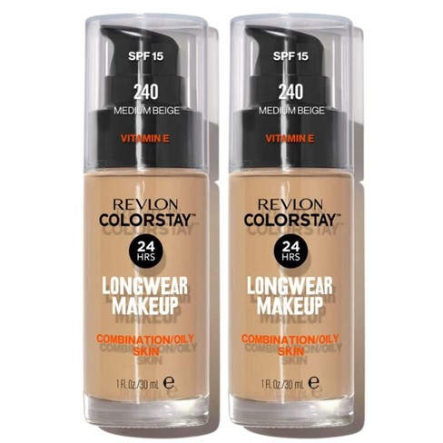 Revlon ColorStay (240 Medium Beige) Face Longwear Makeup, Liquid Foundation for Combination & Oily Skin, SPF 15 (PACK OF 2) Color Stay - image 1 of 4