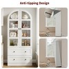 72" Tall Arched Kitchen Storage Cabinet, Farmhouse Pantry Cabinets with 2 Glass Doors & Drawers, Large Wood Display Pantry Cabinets - 2 of 4