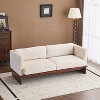 77" Modern 3-Seater Sofa, Square Arm Boucle Upholstery, Solid Wood Base, Minimalist Design,Beige -- Frevyn - 3 of 4