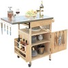 LunaLulinlk 40.5" Outdoor Grill Cart with Stainless Steel Top, Solid Wood Outdoor Storage Cabinet with Drop Leaf, One Drawer - 3 of 4