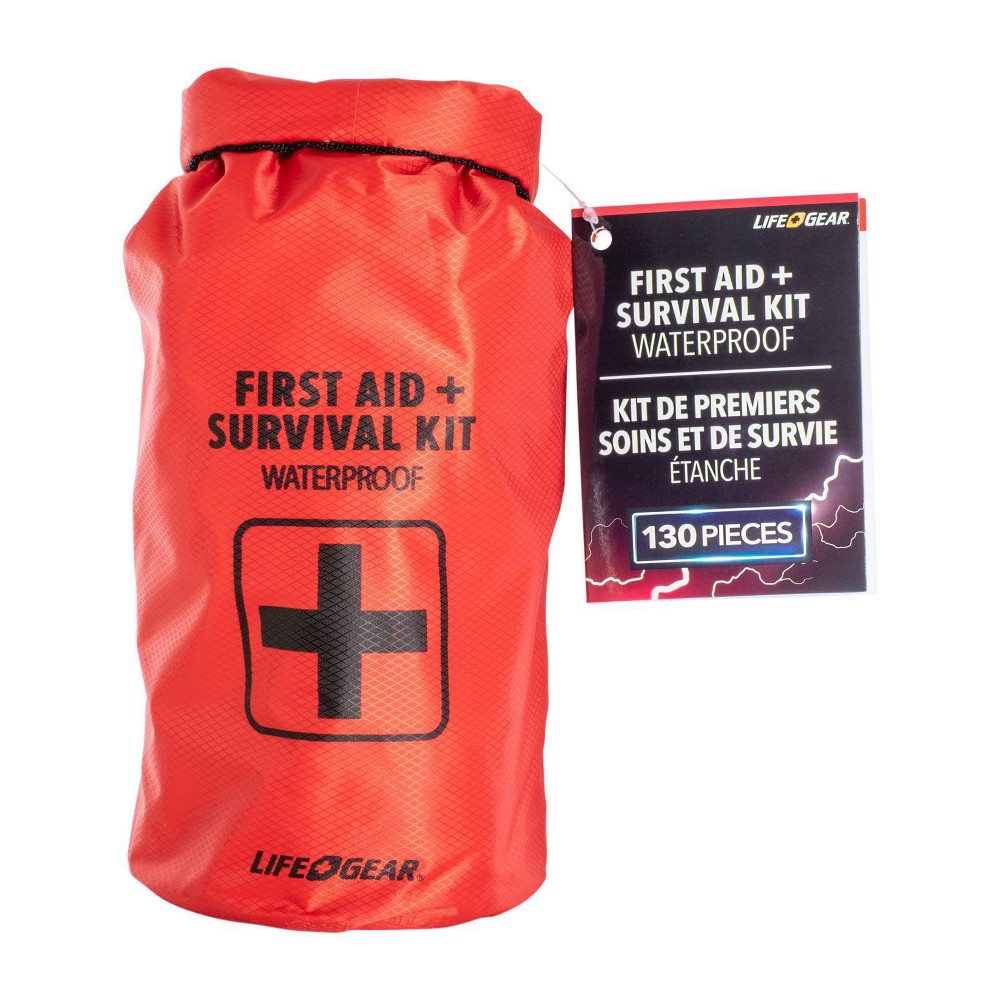 Life+Gear 130pc Waterproof Dry Bag First Aid + Survival Kit: Emergency & Camping Supplies, Nylon, 1.4 lbs