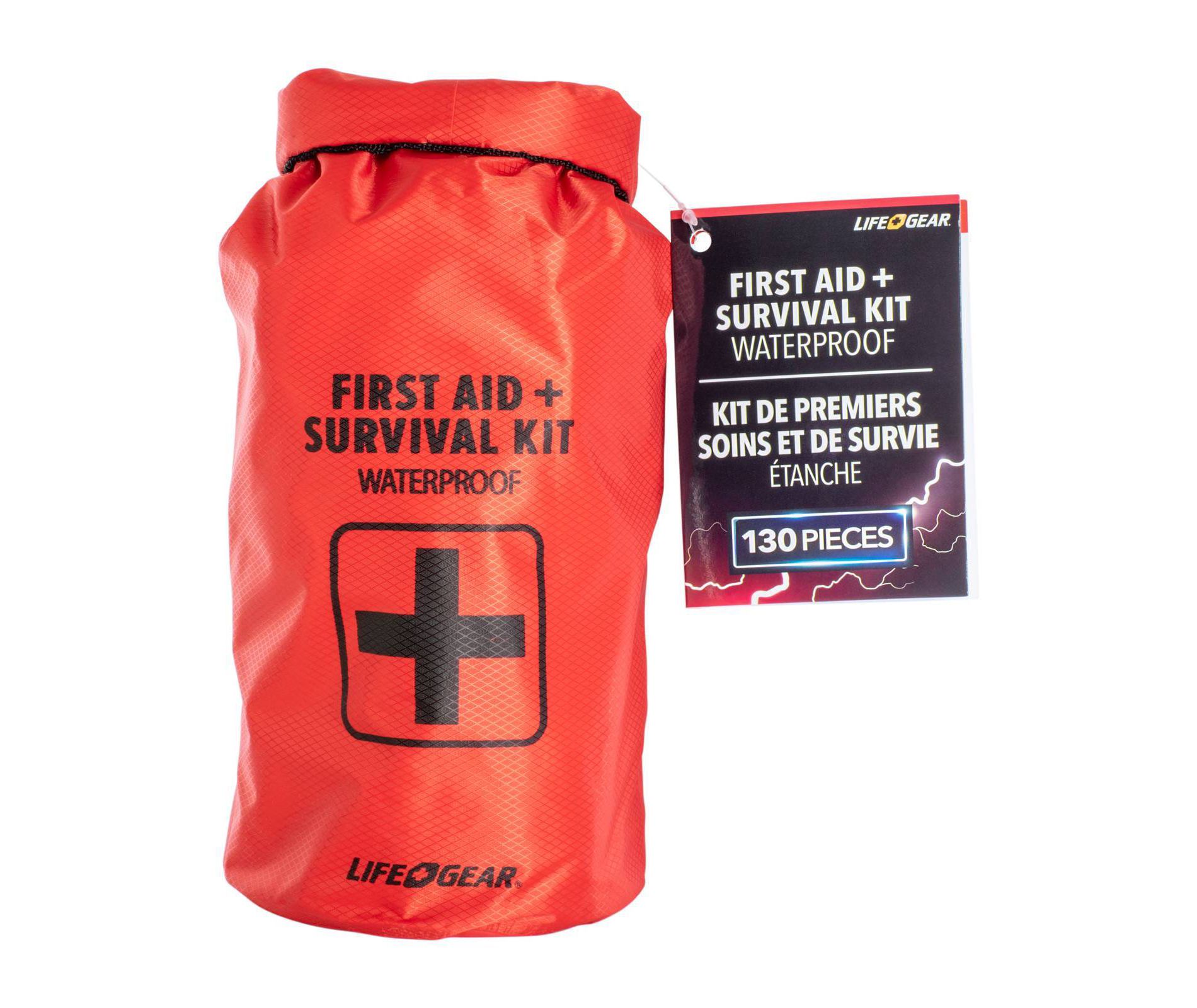 Life+Gear 130pc Waterproof Dry Bag First Aid + Survival Kit: Emergency & Camping Supplies, Nylon, 1.4 lbs