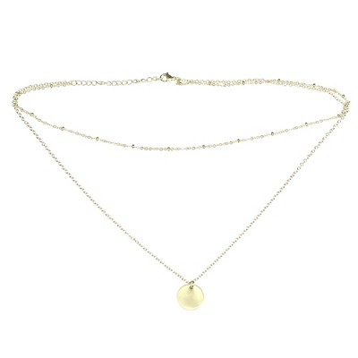 Unique Bargains Gold Tone Layered Necklaces Disc Pendant Paperclip Necklaces  For Women Teen Girl 1pc : Target