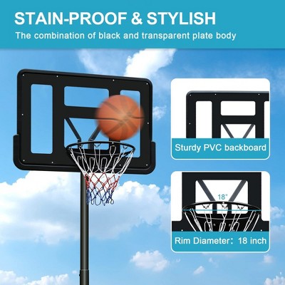 Portable Adjustable Height Basketball Hoop with 44" Backboard