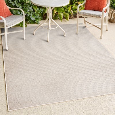 Aarhus Ivory Synthetic Striped 3' x 5' Indoor/Outdoor Rug