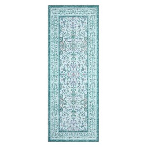 Vintage Floral Washable Rug, Soft Low Pile, Rubber Backed Non-Slip Area Rug for Living Room, Bedroom, Laundry, Kitchen, Playroom - 1 of 4