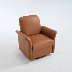 Lirago 33" Wide Cream Faux Leather Swivel Accent Chair - 1 of 4